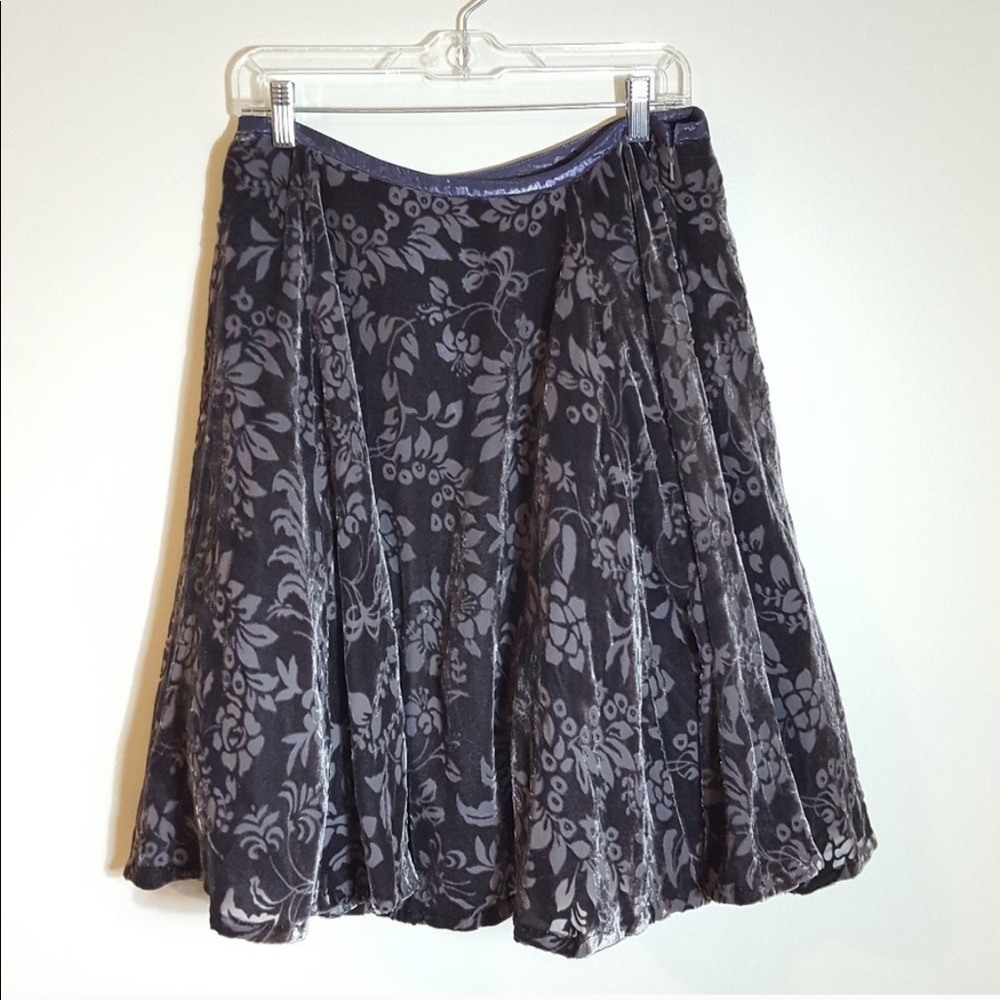 Anthropologie grey velvet burnout skirt